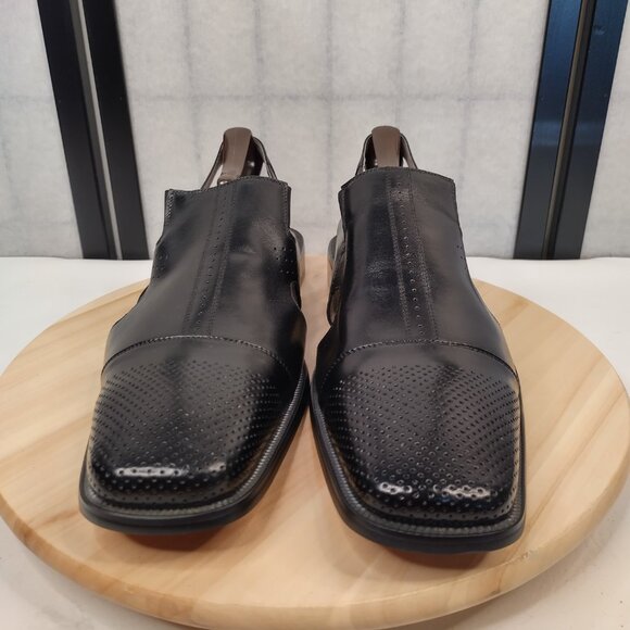 STACY ADAMS Black Closed Toe Slingback Leather Sandals Shoes Men US 15M - Picture 3 of 12